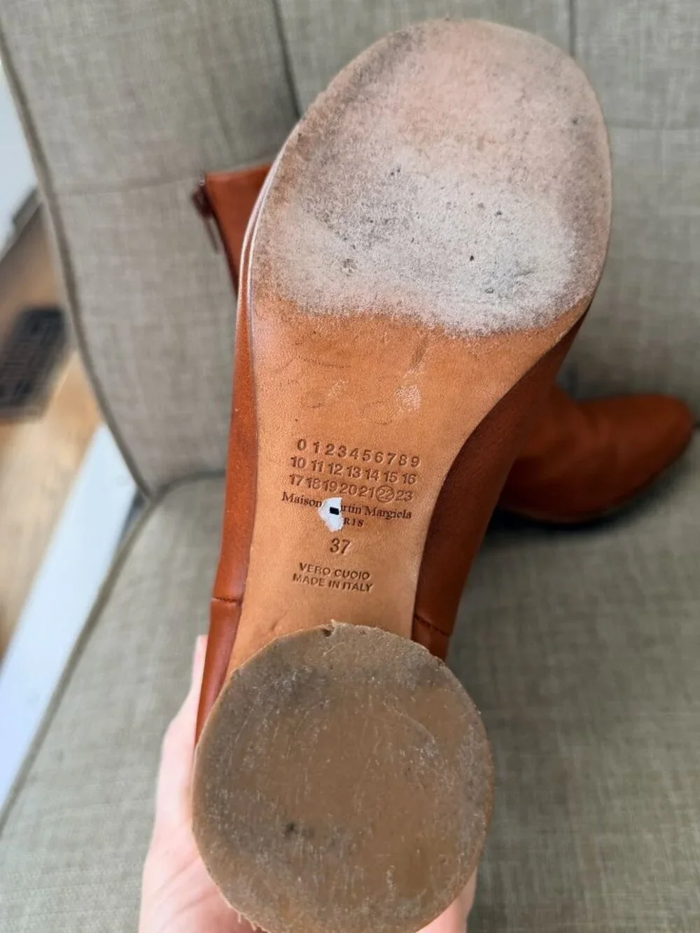 Maison Margiela Tan Leather Ankle Boots Women’s Size 37